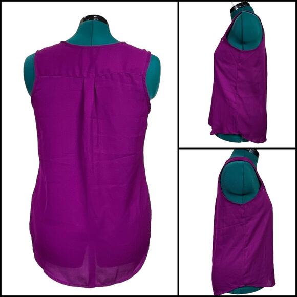 Mileage Partial Zip Up Sleeveless Chiffon Tank Top Bundle Size L Orange Purple - Picture 4 of 15
